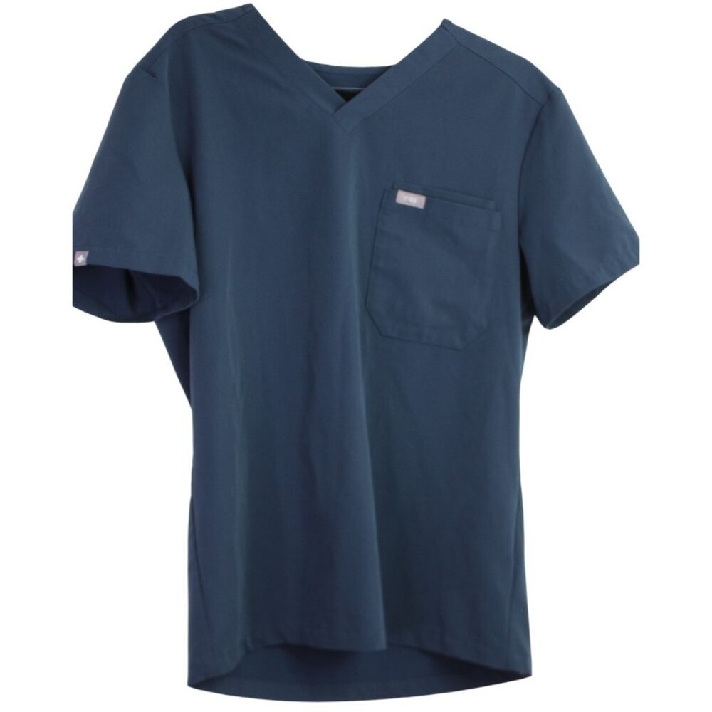 Figs Navy Blue Scrub Top Size Xtra Small Double Pockets